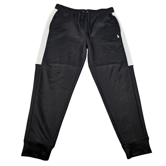 Polo Ralph Lauren Performance Jogger Mens Large  Black White Stripe Casual Pants - Picture 1 of 7